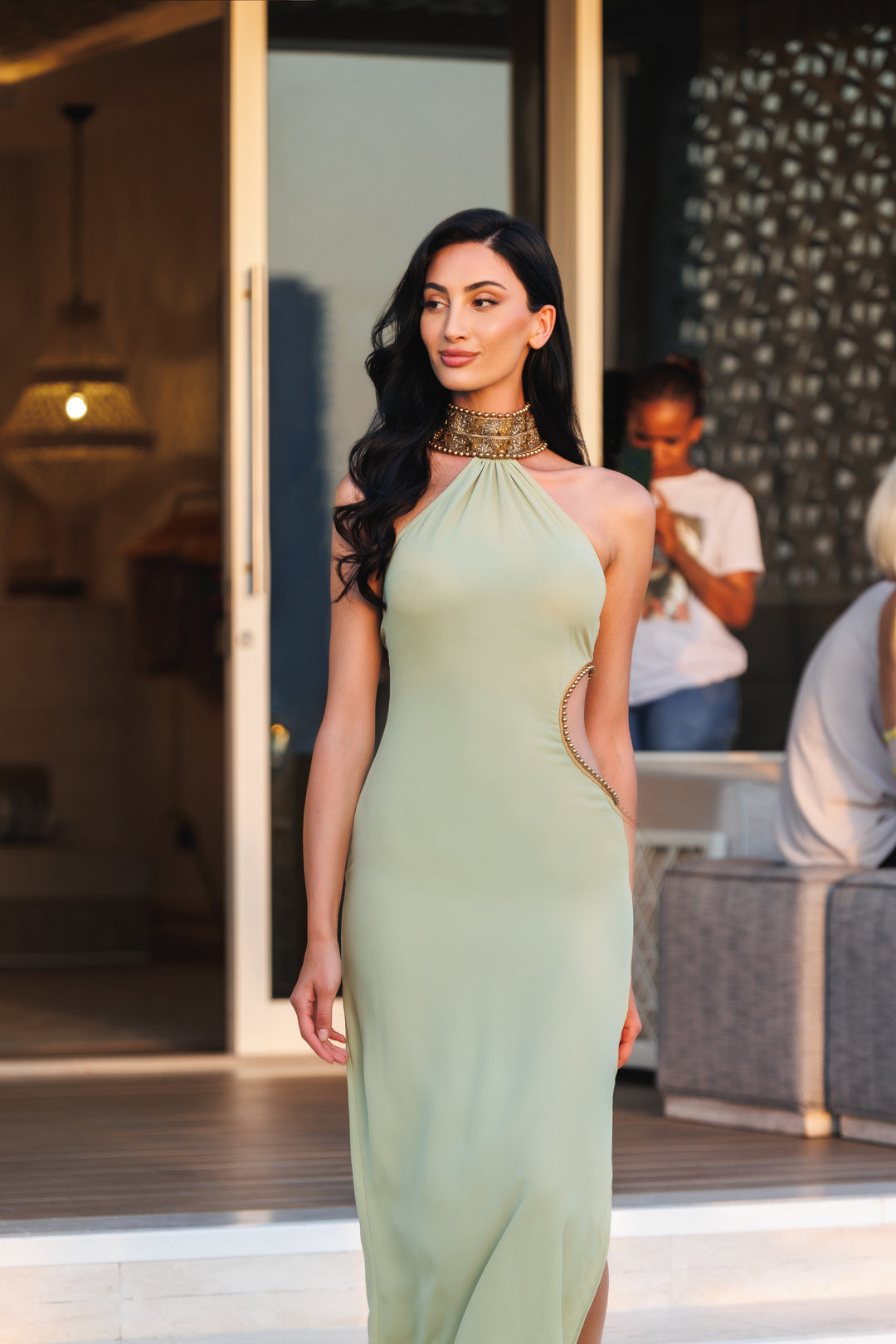 Beaded Halter Neck Luxury Dress Beaded Halter Neck Luxury Dress